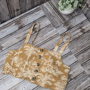American Eagle Outfitters Tan Button-Up Crop Top